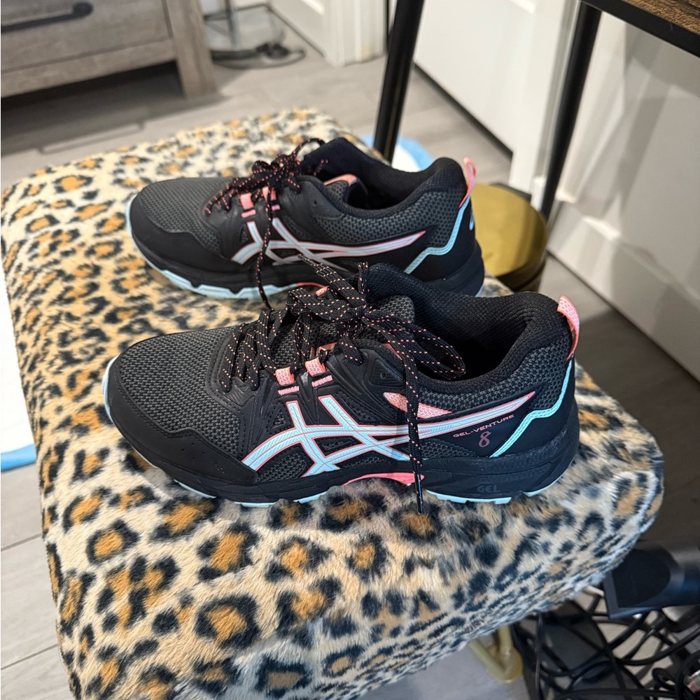 ASICS Black and Pink Athletic Shoes